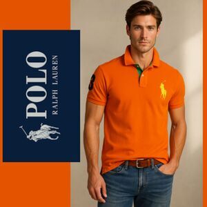 Polo Ralph Lauren Orange Polo Big Pony and Multi-Color Short Sleeve Polo Shirt